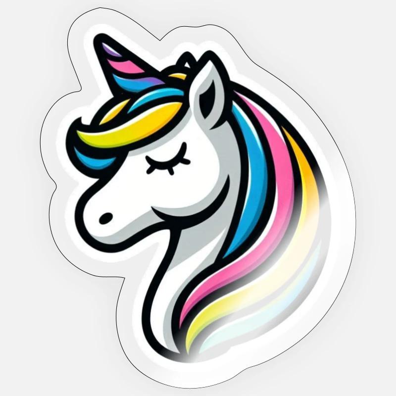 Einhorn Comic schlafend - Sticker Größe S (10 x 10 cm) - Transparent glänzend