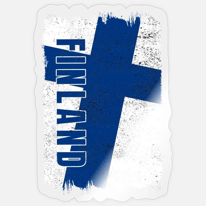 Drapeau de la Finlande - Sticker taille S (10 x 10 cm) - brillant transparent