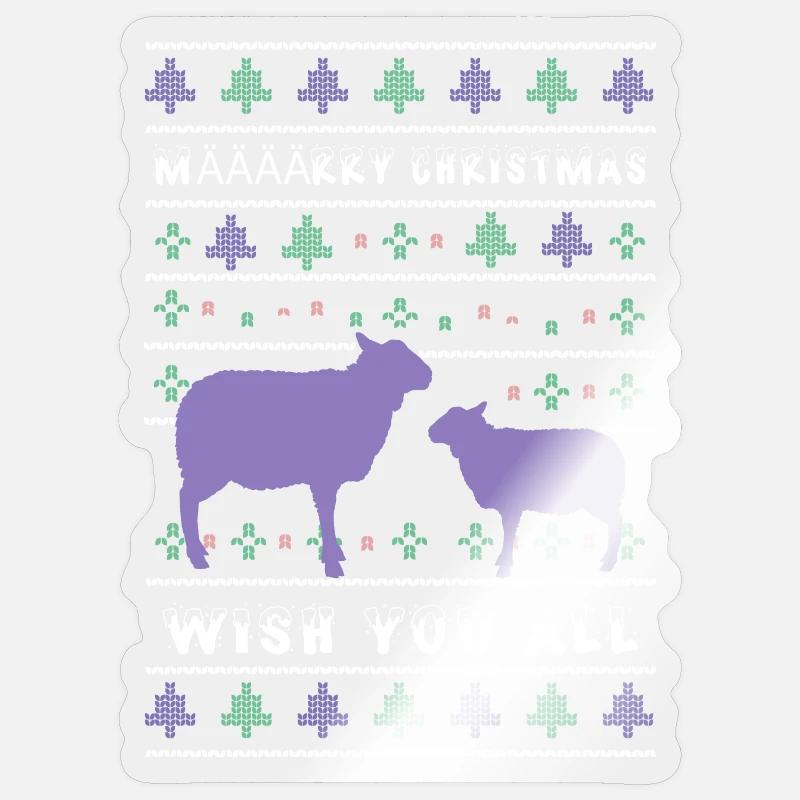 Määäärry Moutons de Noël - Sticker taille S (10 x 10 cm) - brillant transparent