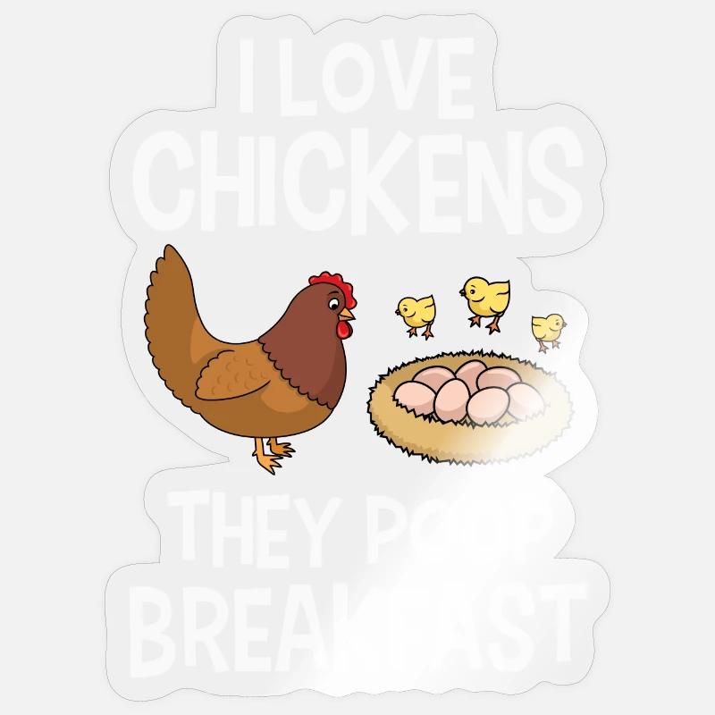 Poulets - Sticker taille S (10 x 10 cm) - brillant transparent