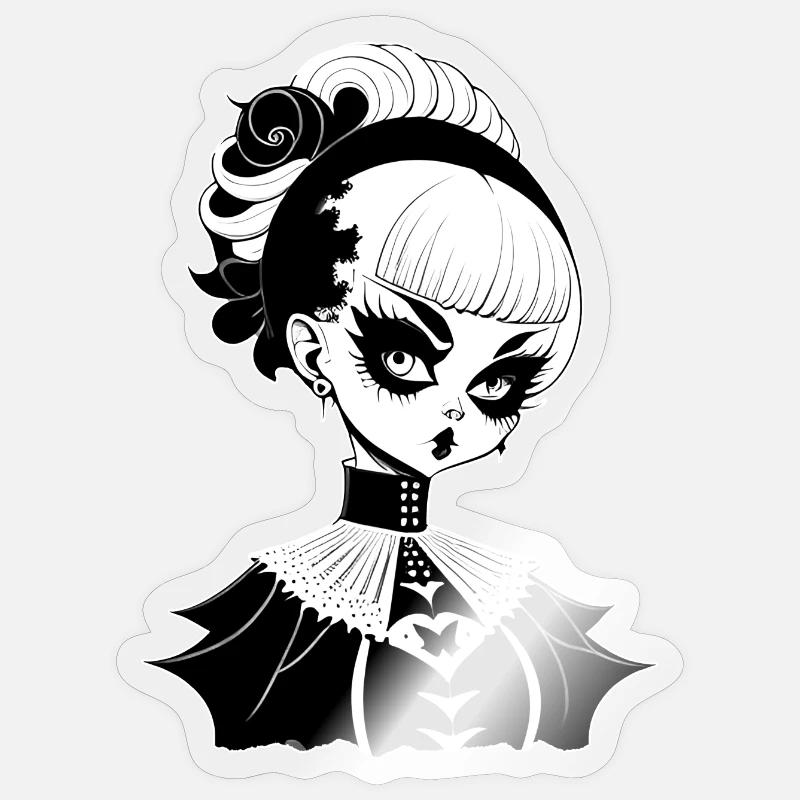 Gothic Witch, Goth Witchcraft - Sticker size S (10 x 10 cm) - transparent glossy