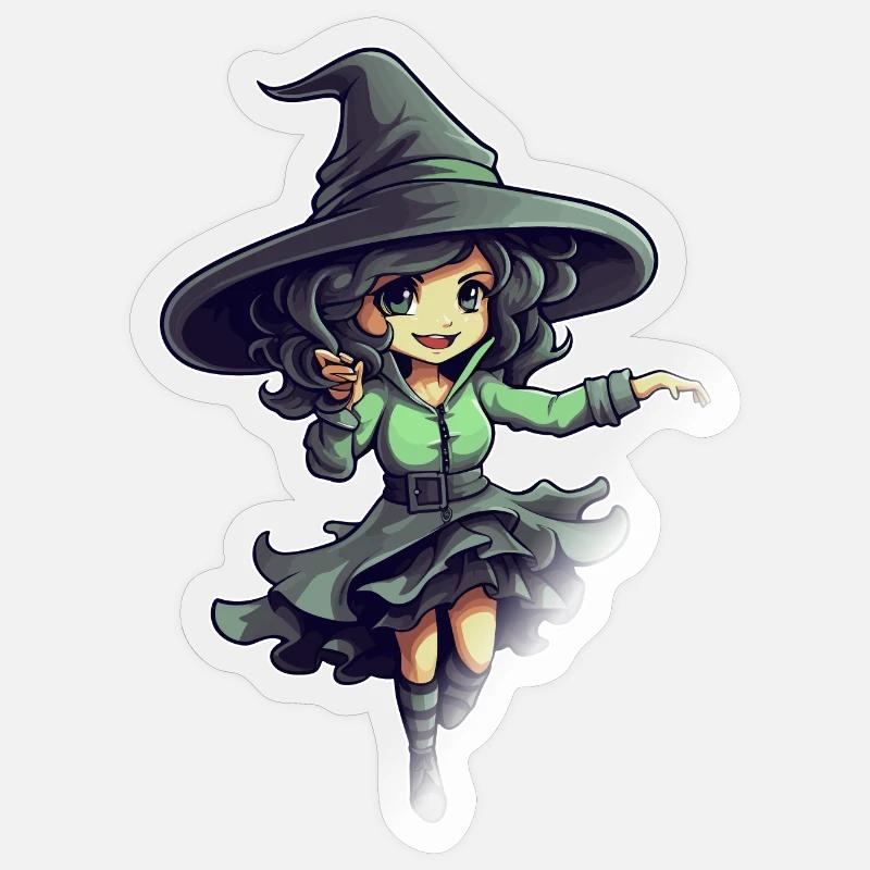 Halloween design sorcière mignonne Sticker taille S (10 x 10 cm)