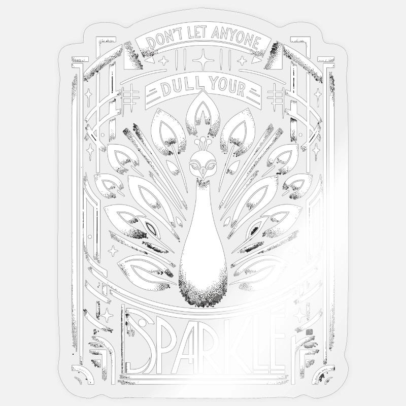 Chef-d’œuvre Art déco : Paon blanc - Sticker taille S (10 x 10 cm) - brillant transparent