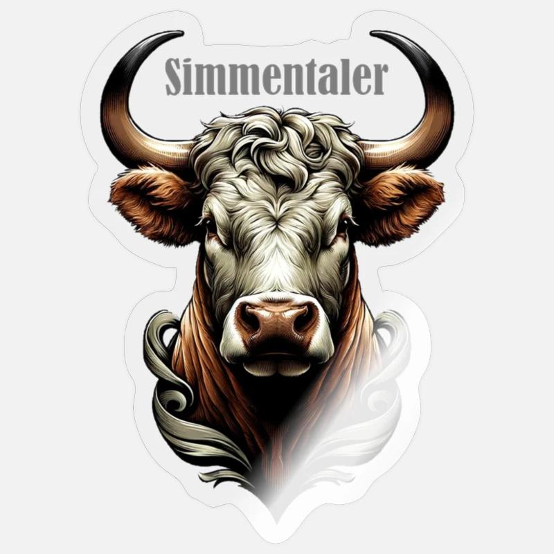 Simmentaler - Sticker Größe S (10 x 10 cm) - Transparent glänzend