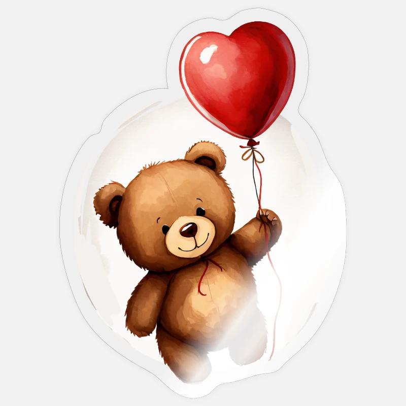 Bär mit Ballon Sticker Größe S (10 x 10 cm)