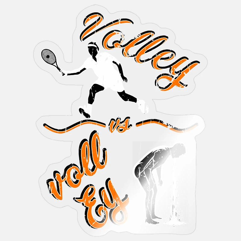 Tennis Volley oder Voll Ey Fun Design - Sticker Größe S (10 x 10 cm) - Transparent glänzend
