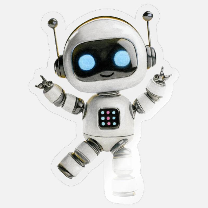 Fête des robots - Sticker taille S (10 x 10 cm) - brillant transparent