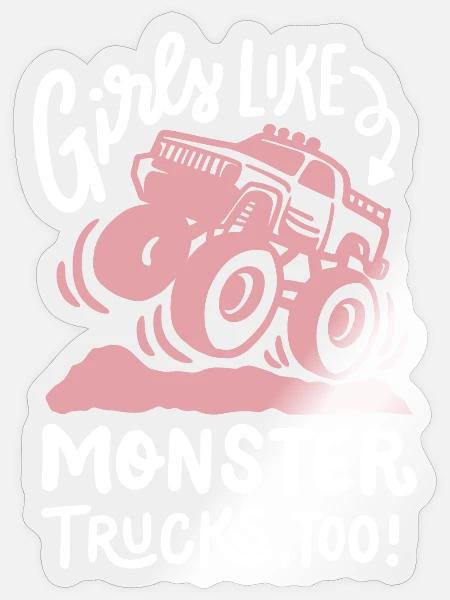 Monstertruck für Mädchen - Sticker Größe S (10 x 10 cm) - Transparent glänzend