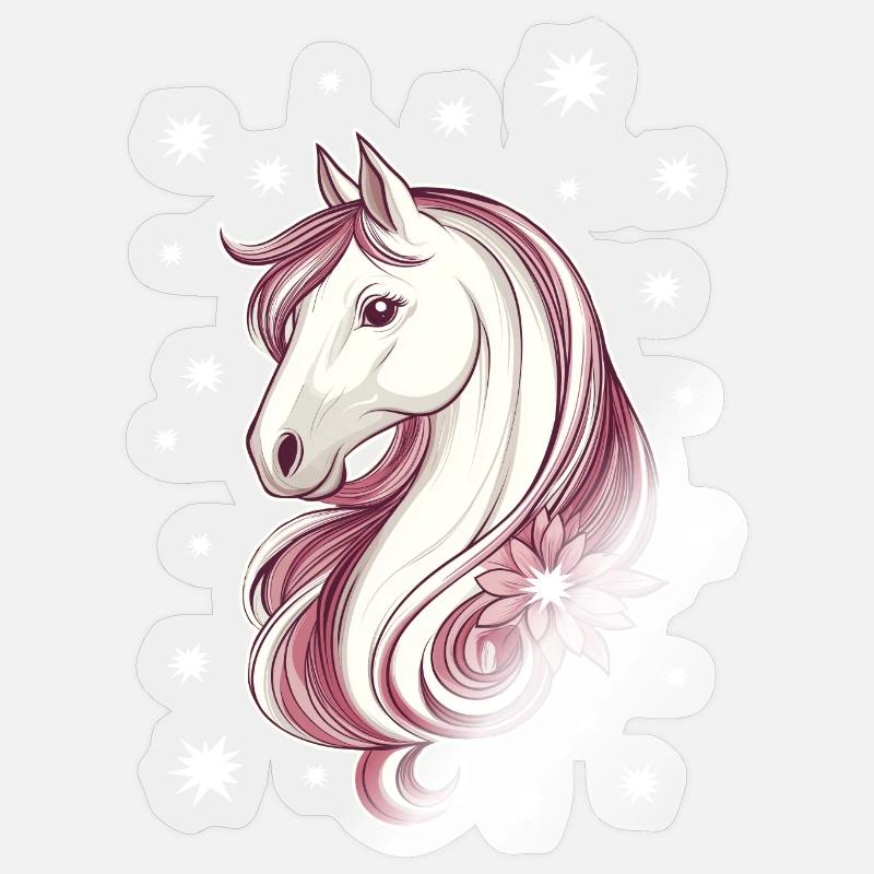 Cheval avec des étoiles - Sticker taille S (10 x 10 cm) - brillant transparent