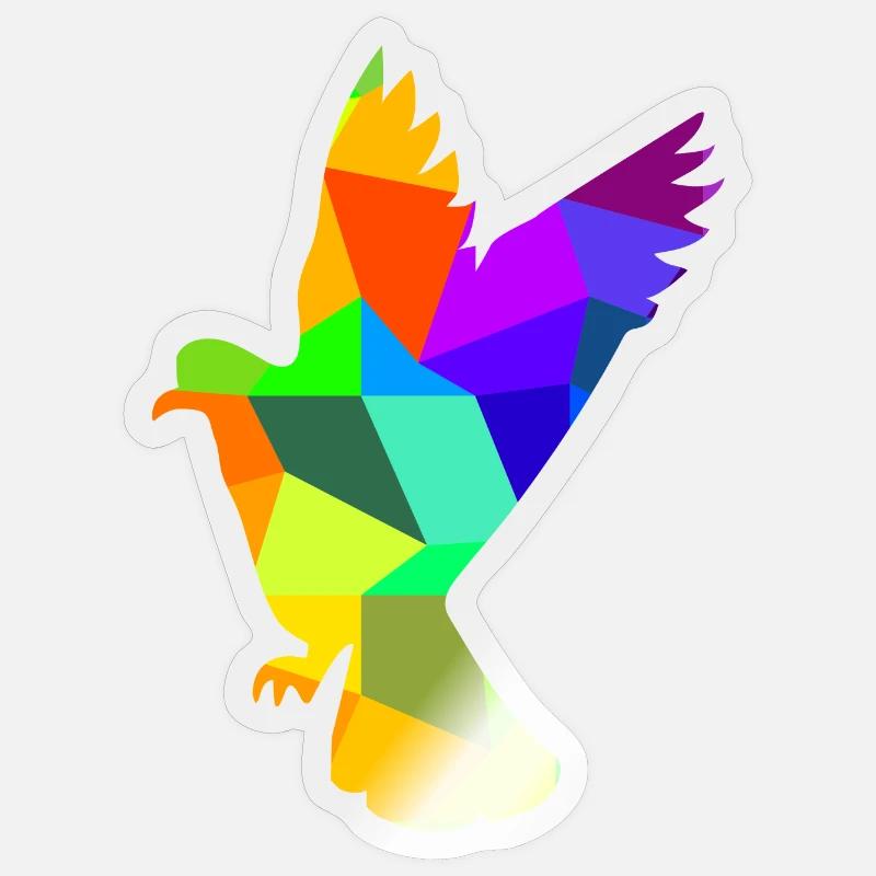 Taube Vogel Regenbogen Tiere Polygon Sticker Größe S (10 x 10 cm)