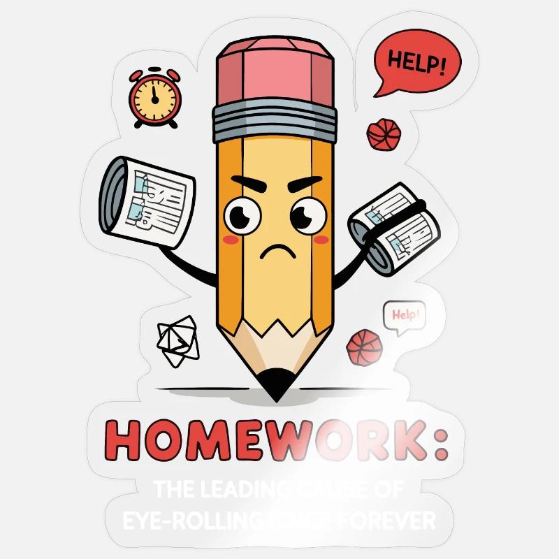 Fun homework design Sticker size S (10 x 10 cm)