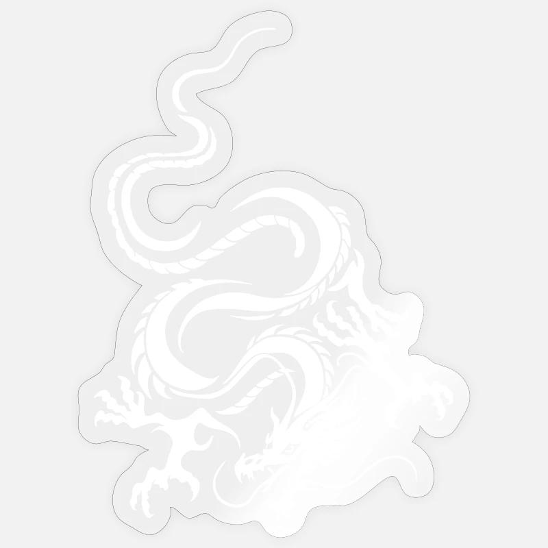 Dragon Blanc Art graphique complexe Sticker taille S (10 x 10 cm)