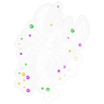 Mardi Gras HummerLanguste mit Beads - Sticker Größe S (10 x 10 cm) - Transparent glänzend - Vorne