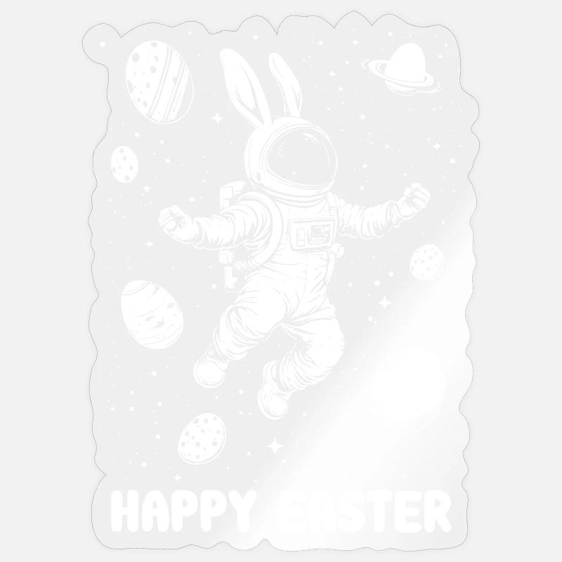 Happy Easter - Osterhase - Osterei - Weltall - Sticker Größe S (10 x 10 cm) - Transparent glänzend