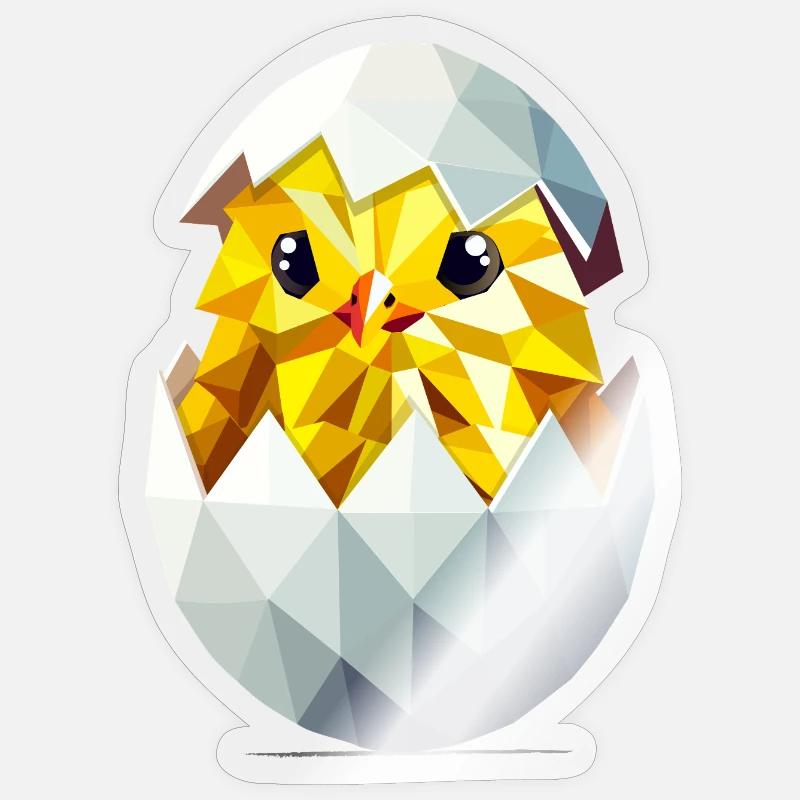 Chick in the Egg – Modern Easter Illustration Sticker size S (10 x 10 cm)