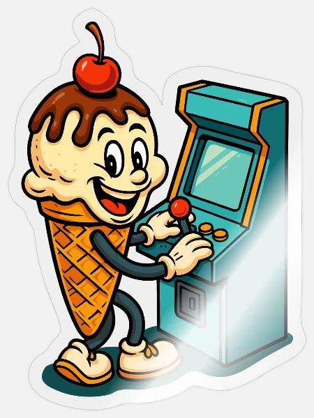 Retro Fun Cream Gamer - Sticker size S (10 x 10 cm) - transparent glossy