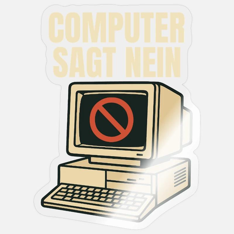 Computer sagt nein - Retro Design - Sticker Größe S (10 x 10 cm) - Transparent glänzend
