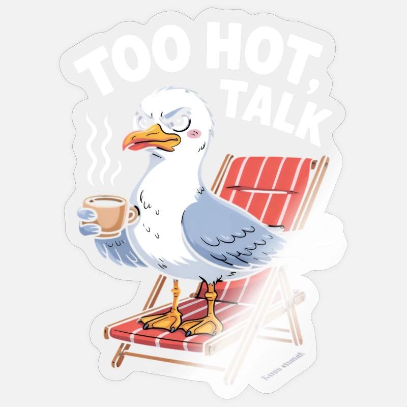 Freche Möwe entspannt sich mit Kaffee - Sticker Größe S (10 x 10 cm) - Transparent glänzend