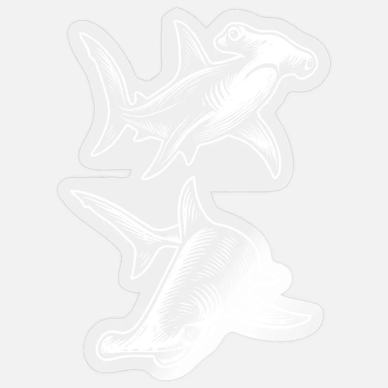 Hammerhead shark gift - Sticker size S (10 x 10 cm) - transparent glossy