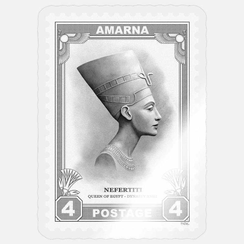 Timbre Néfertiti - Sticker taille S (10 x 10 cm) - brillant transparent