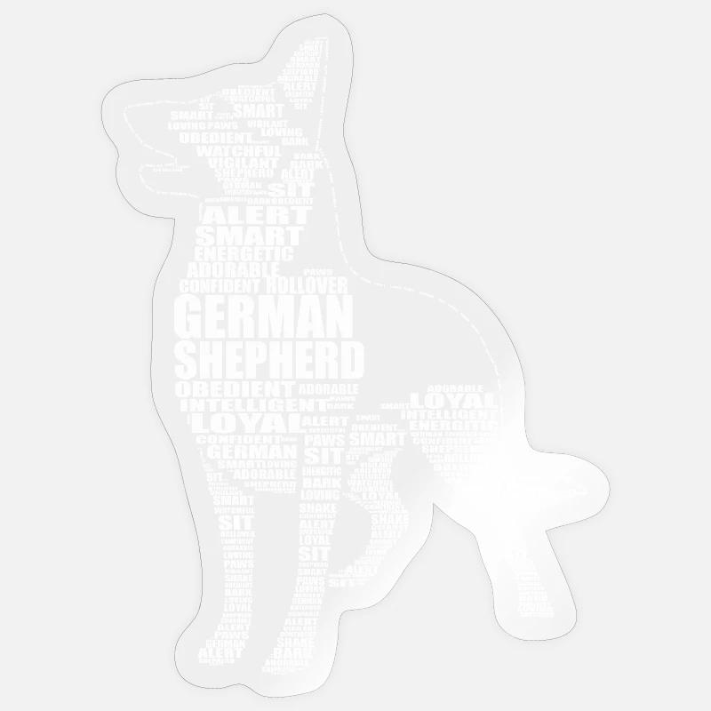 German Shepherd Typography - Word Art - Sticker size S (10 x 10 cm) - transparent glossy
