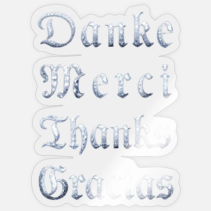 Multilinguale Dankesbotschaft Eiskristall - Sticker Größe S (10 x 10 cm) - Transparent glänzend