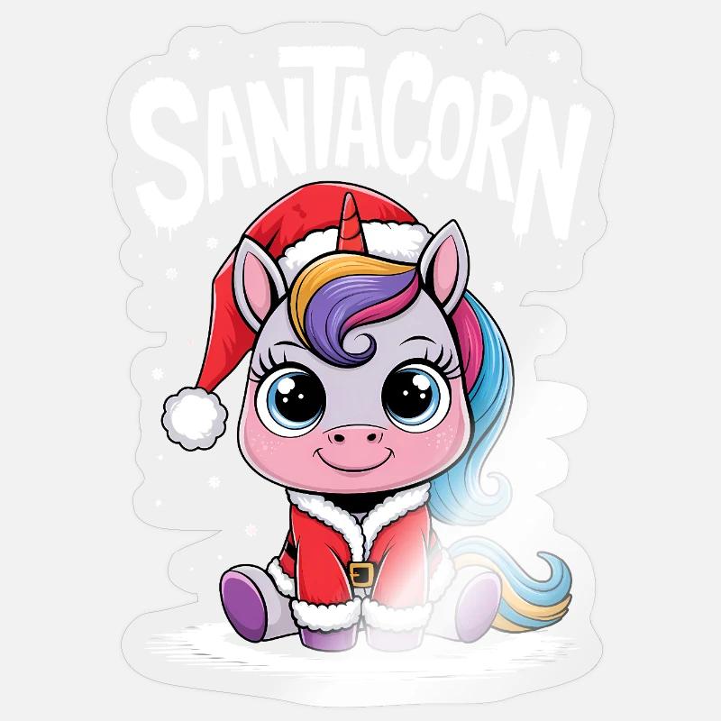 Pull de Noël licorne Noël Noël Sticker taille S (10 x 10 cm)