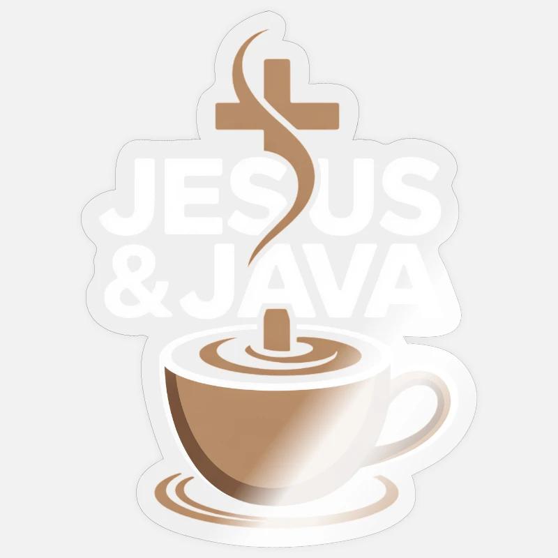 Inspiration und Kaffee mit Jesus & Java - Sticker Größe S (10 x 10 cm) - Transparent glänzend
