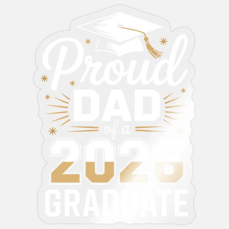 Fier papa d’un diplômé de 2026 - Sticker taille S (10 x 10 cm) - brillant transparent
