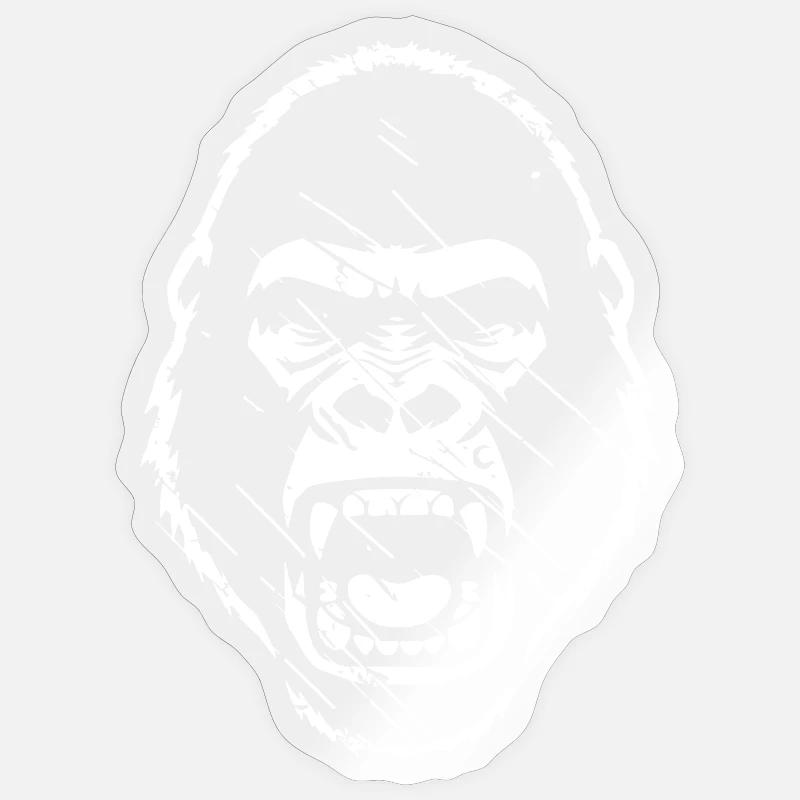 wuetender-gorilla-stencil-grunge-vector_path130 - Sticker Größe S (10 x 10 cm) - Transparent glänzend