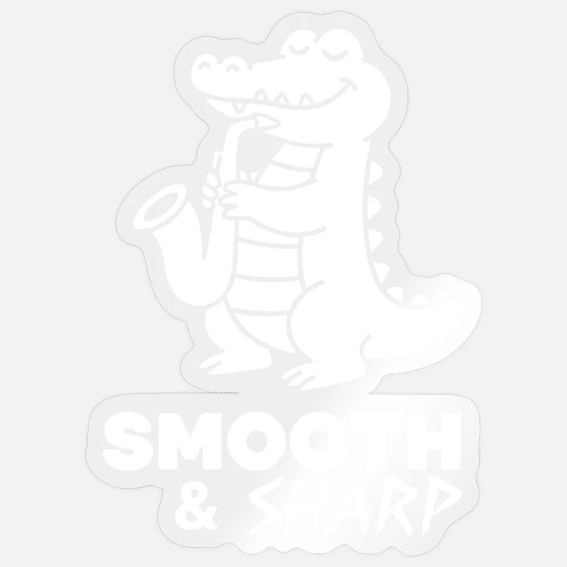 Saxophone Crocodile Retro - Sticker taille S (10 x 10 cm) - brillant transparent