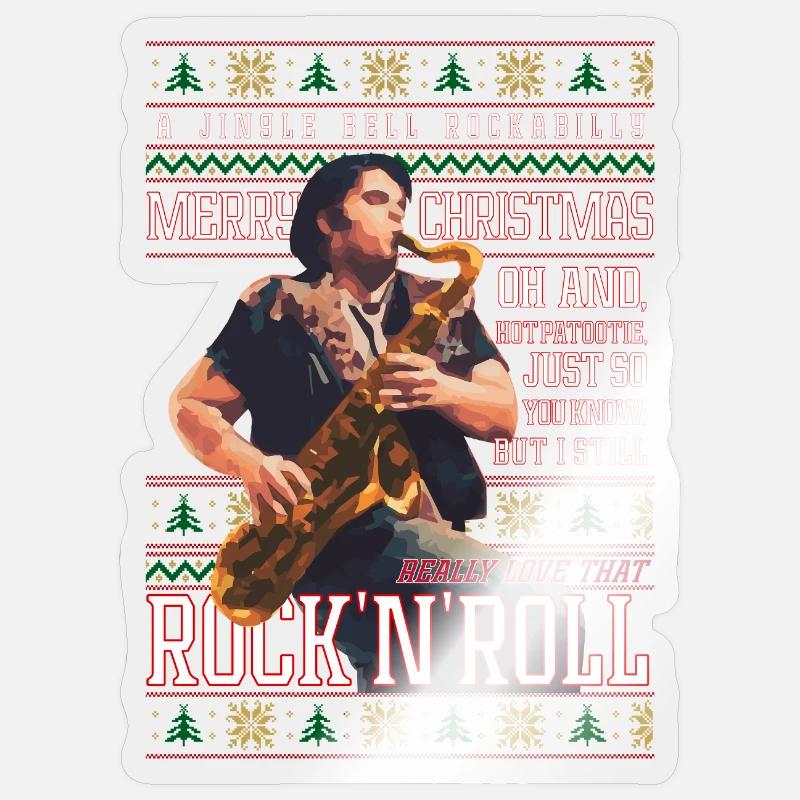 Rockabilly-Weihnachts-Rock'n'Roll-Hässlicher Weihnachtspullover Sticker Größe S (10 x 10 cm)