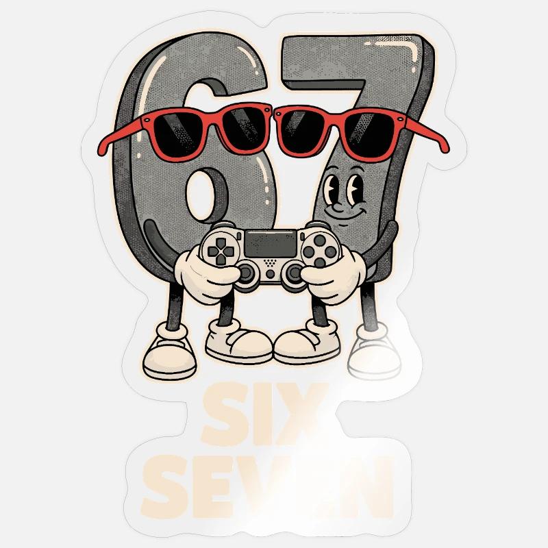 6 7 Sechs Sieben Meme Aura Points Gaming Süß  - Sticker Größe S (10 x 10 cm) - Transparent glänzend