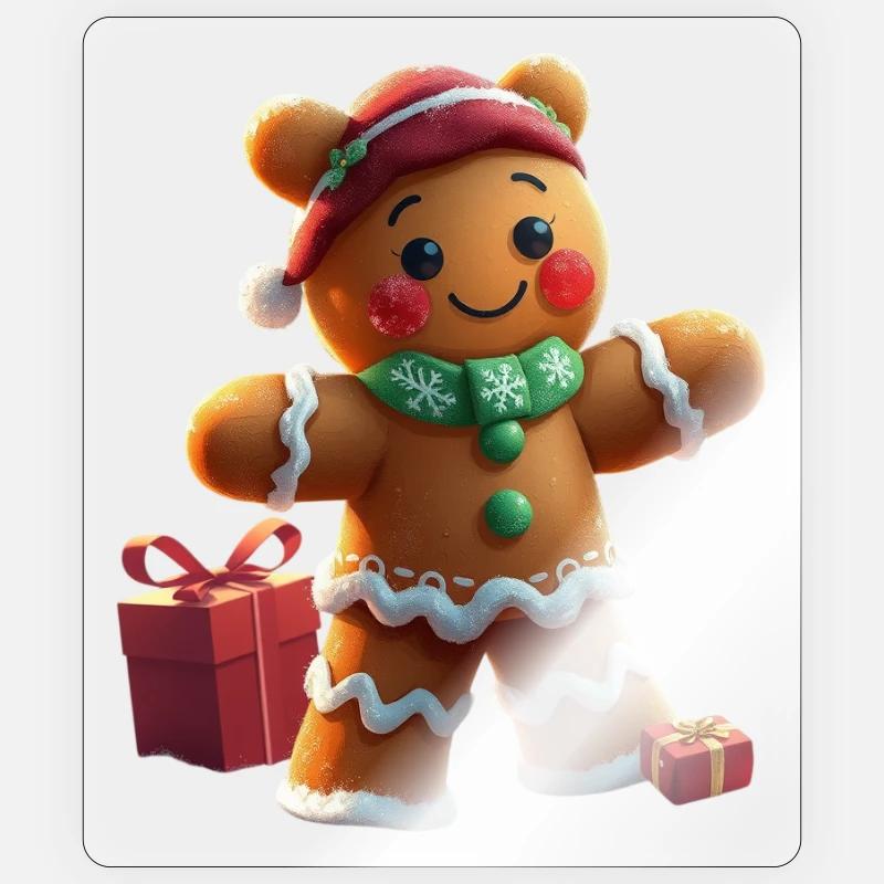 Gingerbread man with winter splendour - Sticker size S (10 x 10 cm) - transparent glossy