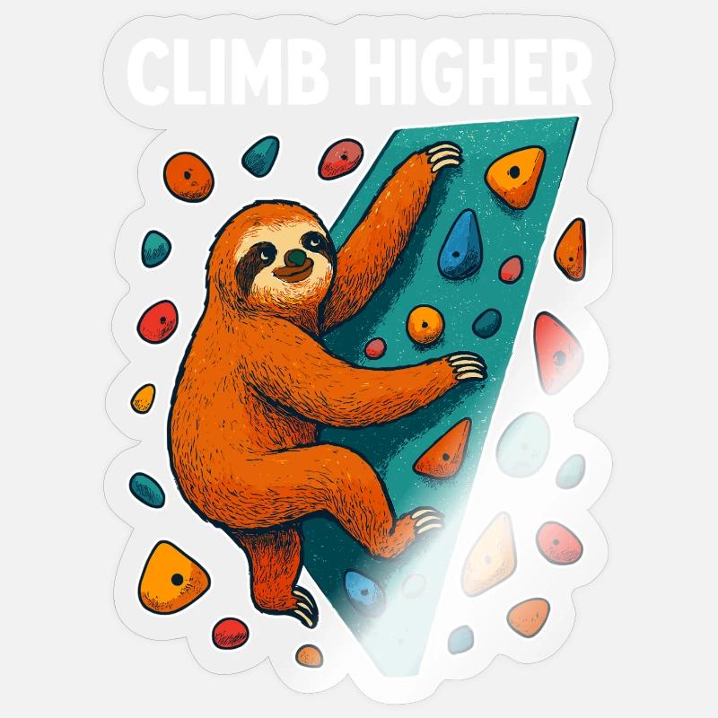 Bouldering Sloth Climbing Gift - Sticker size S (10 x 10 cm) - transparent glossy