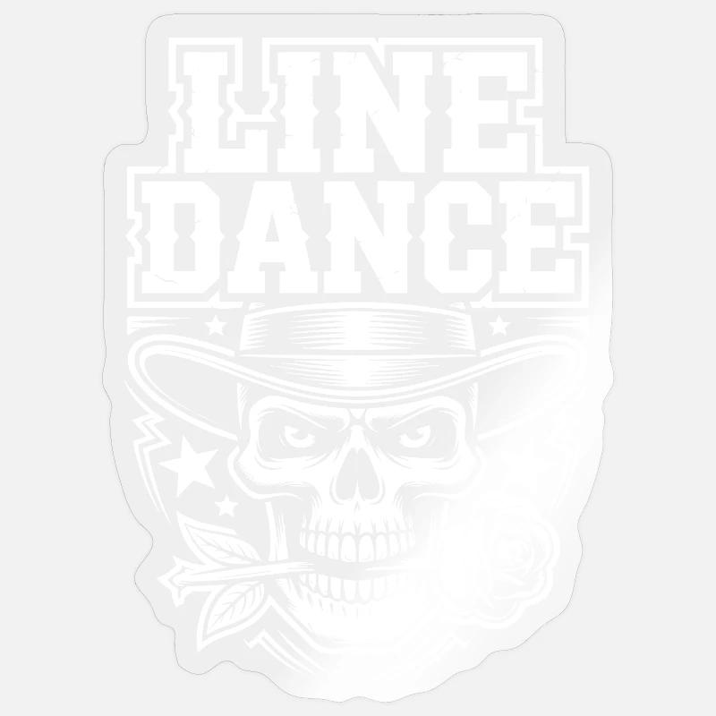 Line Dance Skull Tee - Sticker size S (10 x 10 cm) - transparent glossy