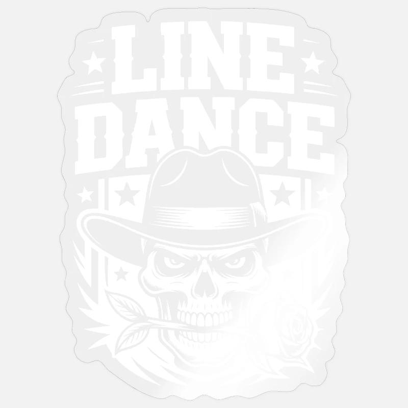 Line Dance Skeleton with Rose - Sticker size S (10 x 10 cm) - transparent glossy