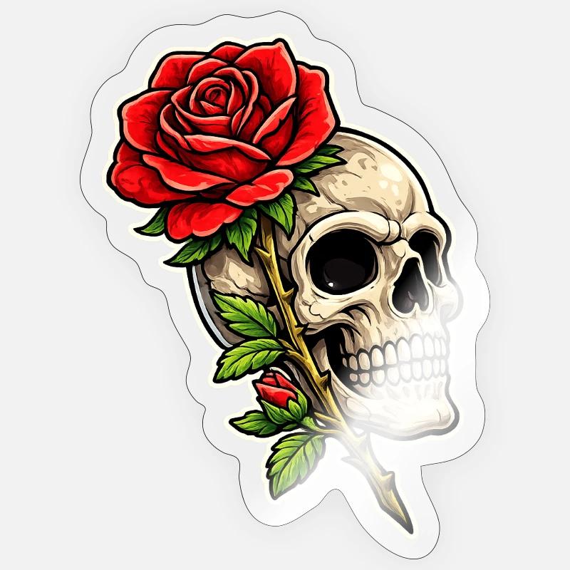 Crâne - Sticker taille S (10 x 10 cm) - brillant transparent