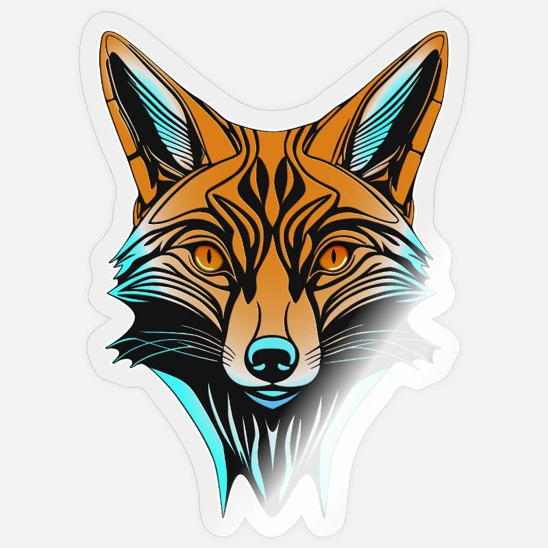 Neon Fox Head - Sticker size S (10 x 10 cm) - transparent glossy