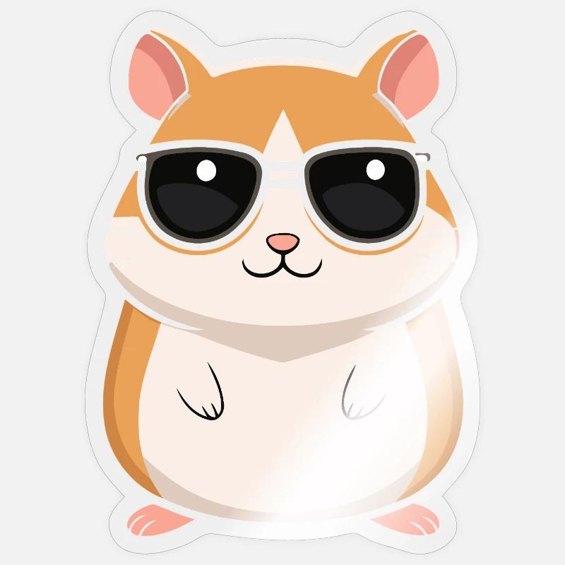 Cool Hamster with Sunglasses - Sticker size S (10 x 10 cm) - transparent glossy