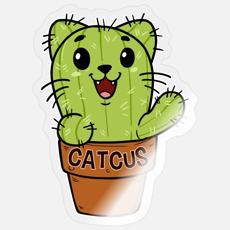 Cactus chaton Cactus Cactus - Sticker taille S (10 x 10 cm) - brillant transparent