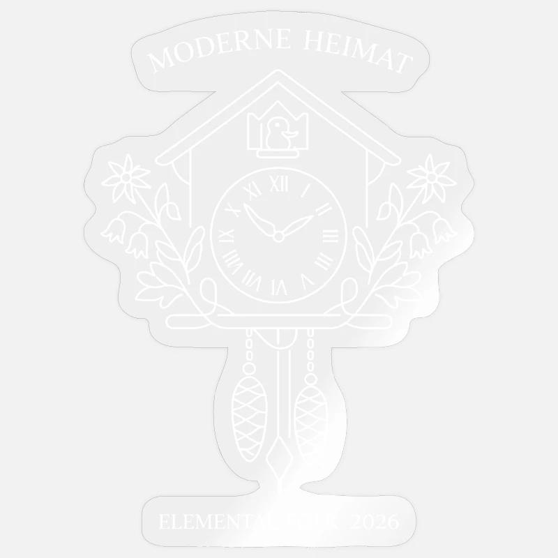 Peuple élémentaire de l’Horloge à Coucou Domestique Moderne Sticker taille S (10 x 10 cm)