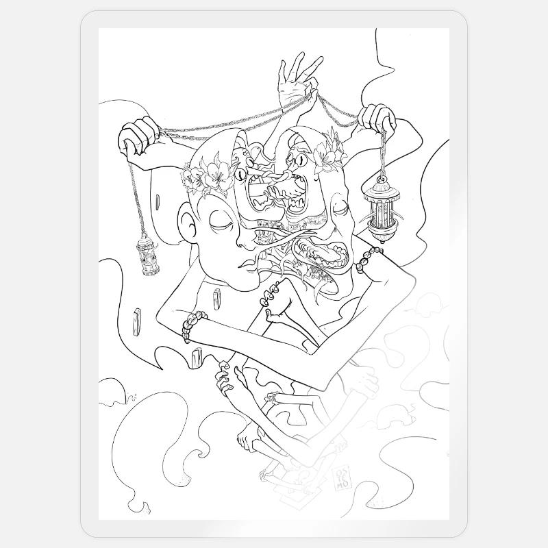 Isolated Craziness, Black and White variant - Sticker taille S (10 x 10 cm) - brillant transparent