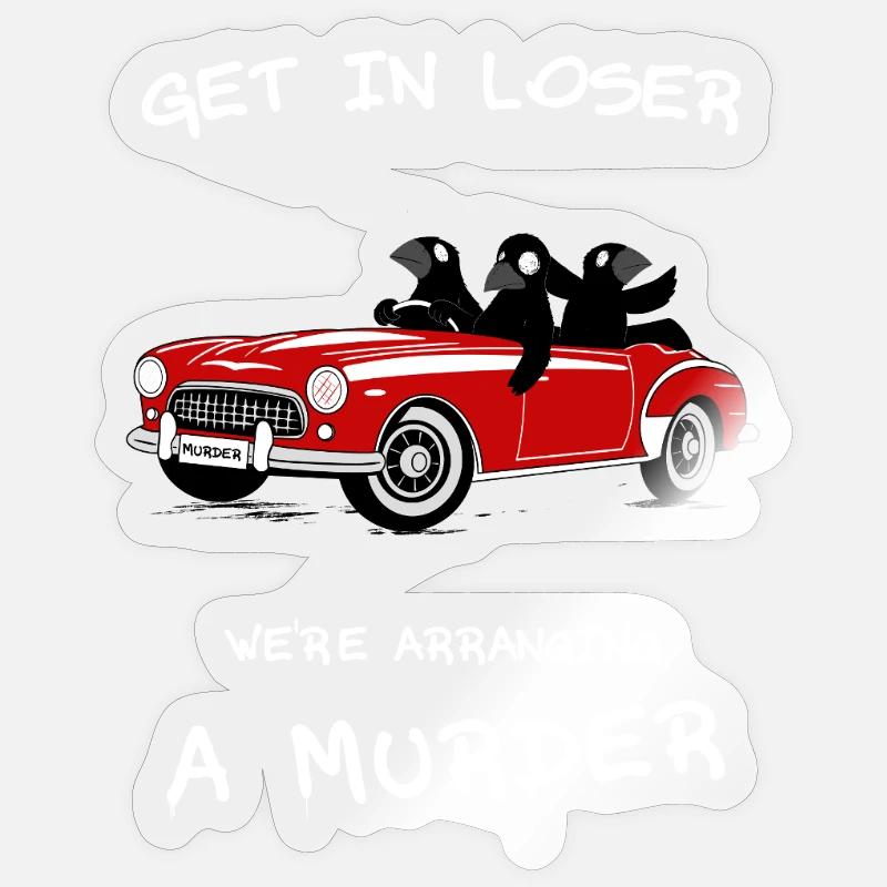 Ravens rouges décapotables de crime - Sticker taille S (10 x 10 cm) - brillant transparent