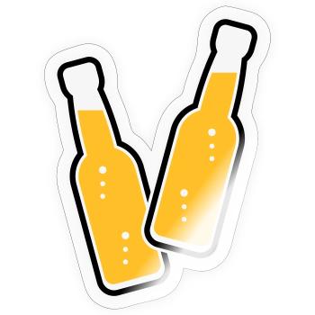 2 Flaschen Stoßen An (Limonade Softdrink / POS 3C) - Sticker Größe S (10 x 10 cm) - Transparent glänzend - Vorne