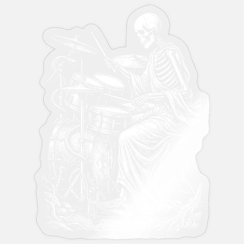 Skeleton Drummer Nightbeat - Sticker size S (10 x 10 cm) - transparent glossy