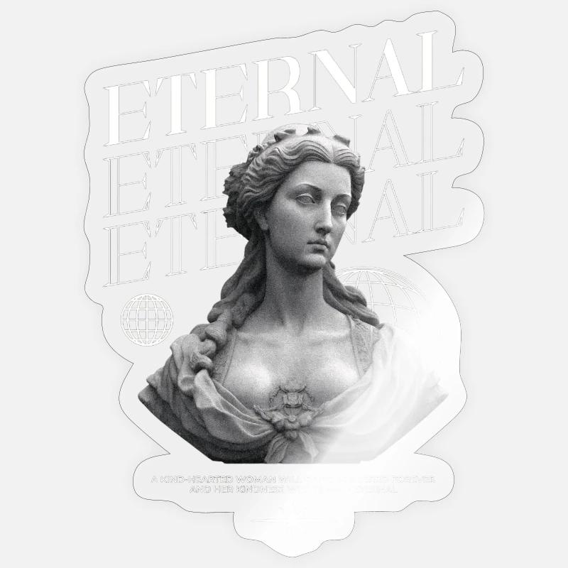 Bonté éternelle : Statue, collage globe - Sticker taille S (10 x 10 cm) - brillant transparent