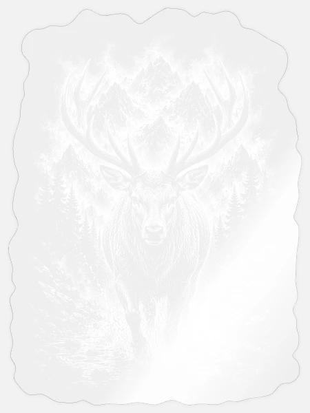 Laufender Hirsch in Natur Porträt im Zeichenstil - Sticker Größe S (10 x 10 cm) - Transparent glänzend