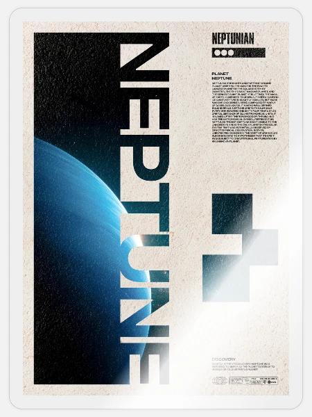Neptune Retro Space Poster - Sticker Größe S (10 x 10 cm) - Transparent glänzend