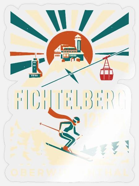 Fichtelberg Oberwiesenthal Ski Erzgebirge Retro - Sticker Größe S (10 x 10 cm) - Transparent glänzend